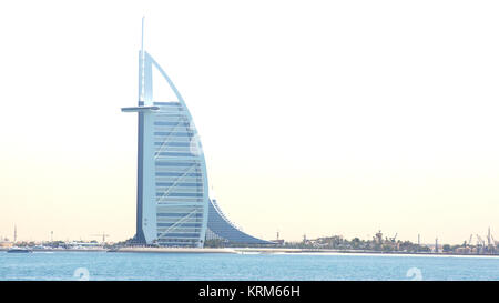 DUBAI, UNITED ARAB EMIRATES - MARCH 30th, 2014: Burj Al Arab is a luxury 7 stars hotel classed as one of the most luxurious in the world. Is built on an artificial island. Stock Photo