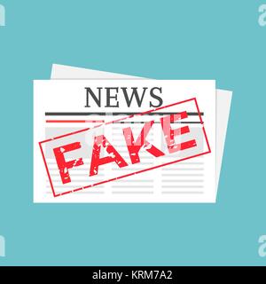 Hoax marked newspaper. Fake news stamped illustration Stock Vector