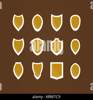 Heraldic shields signs set for design. Coat of arms icons Stock Vector
