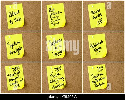 Collage of Business Acronyms written on paper note Stock Photo