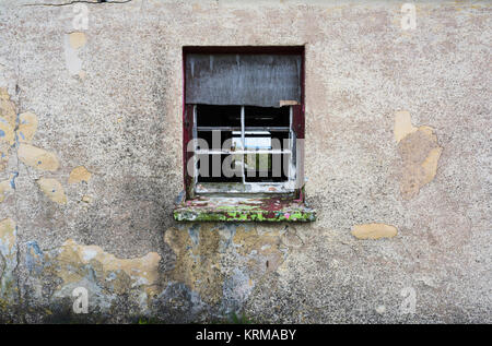 Detail of wall of derelict house at Bloody Foreland, at the north-west tip of County Donegal, Ireland Stock Photo