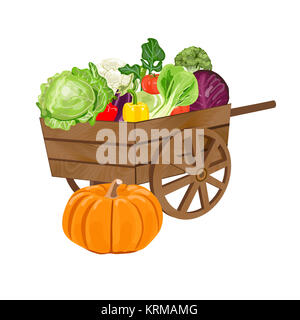 Wooden cart with vegetables. Stock Photo