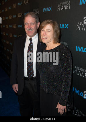 John Grunsfeld, associate administrator for NASA's Science Mission Directorate, and his wife Carol attend the world Premiere of the IMAX film 'A Beautiful Planet' at AMC Lowes Lincoln Square theater on Saturday, April 16, 2016 in New York City.  The film features footage of Earth captured by astronauts aboard the International Space Station.  Photo Credit: (NASA/Joel Kowsky) 'A Beautiful Planet' World Premiere (NHQ201604160006)