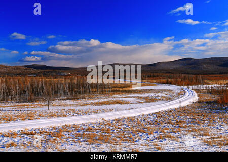 Winter forests of Greater Khingan Range,Heilongjiang Province,China Stock Photo