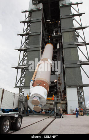 ULA's Atlas V Solid Rocket Booster (SRB) being lifted and stationed onto stand at Pad 41 for the OSIRIS-REx upcoming launch. KSC-20160808-PH GFB01 0037 (28278198604) Stock Photo