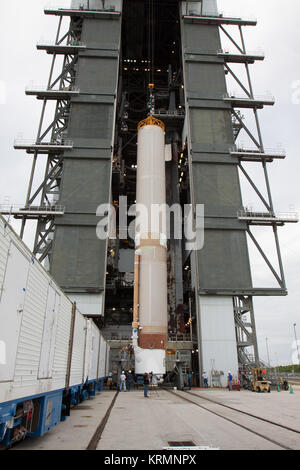 ULA's Atlas V Solid Rocket Booster (SRB) being lifted and stationed onto stand at Pad 41 for the OSIRIS-REx upcoming launch. KSC-20160808-PH GFB01 0056 (28895643775) Stock Photo