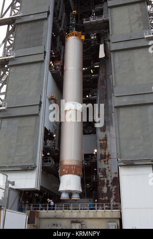 ULA's Atlas V Solid Rocket Booster (SRB) being lifted and stationed onto stand at Pad 41 for the OSIRIS-REx upcoming launch. KSC-20160808-PH GFB01 0083 (28790960462) Stock Photo