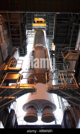 ULA's Atlas V Solid Rocket Booster (SRB) being lifted and stationed onto stand at Pad 41 for the OSIRIS-REx upcoming launch. KSC-20160808-PH GFB01 0096 (28790958692) Stock Photo