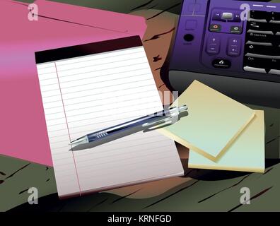 laptop with folder and paper Stock Photo