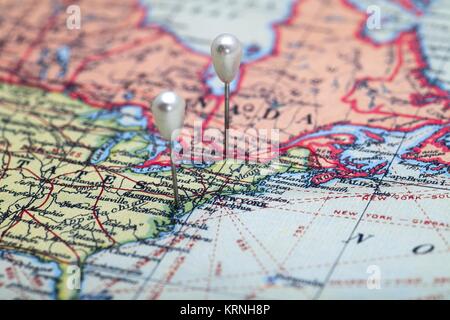 pins in map Stock Photo