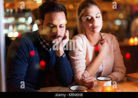 Sad couple having conflict and relationship problems Stock Photo