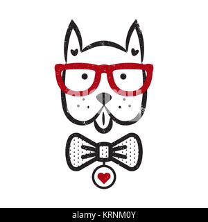 Cute gentleman dog hipster tshirt design vector. Stock Vector