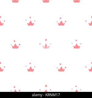 Little cute pink crowns seamless vector pattern. Stock Vector
