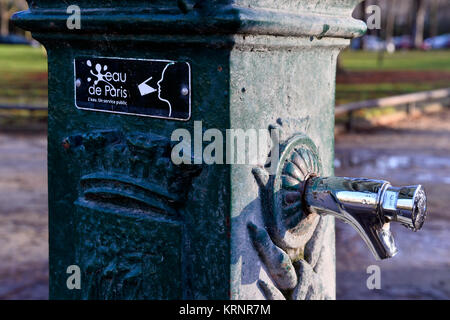 Drinkable Water fontain - Bois de Boulogne - Paris 16th - France Stock Photo