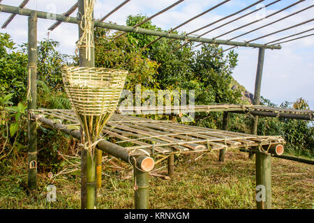 unfinish bamboo hut in the farm Stock Photo