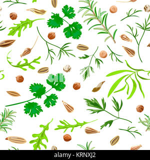 seamless pattern herbs and spices Stock Photo