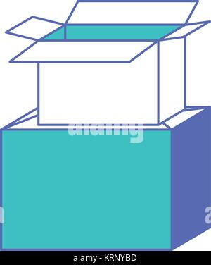 cardboard box stacked in blue and purple color sections silhouette Stock Vector