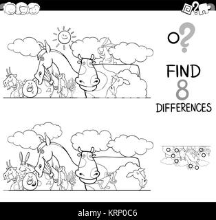 differences educational game for kids with two hens or chickens Stock ...