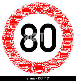 Illustration Speed limit 80 Icon Stock Photo - Alamy