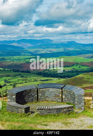 The Wynford Vaughan Thomas Memorial above Machynlleth in Powys Mid Wales Stock Photo