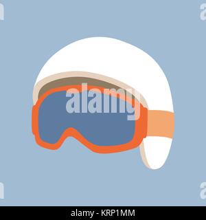 helmet sports ski and glasses  vector illustration flat style   profile view Stock Vector