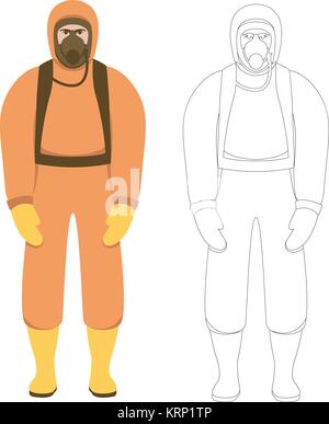 man  in  protective overalls vector illustration flat style   front view Stock Vector