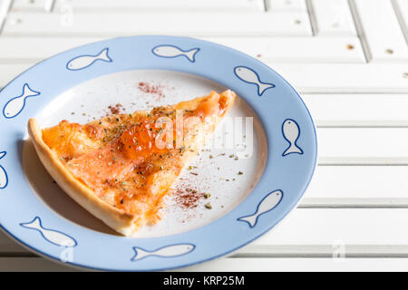 smoked salmon Pizza Stock Photo