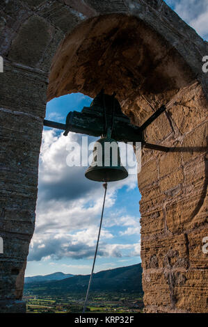 bells of the church of castell de capdepera in mallorca Stock Photo