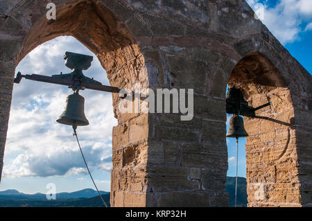 bells of the church of castell de capdepera in mallorca Stock Photo