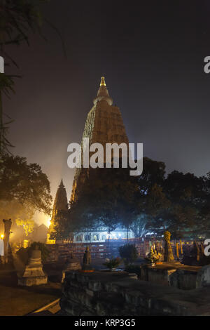 Mahabodhi temple and Bodhi-tree. Stock Photo