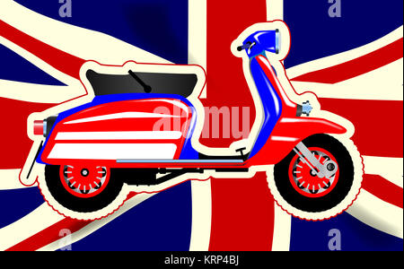 60s Motor Scooter Over Union Jack Stock Photo