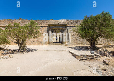 The ruins of the Venetian fortress on Spinalonga island. Crete. Greece. Stock Photo