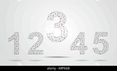 The Arabic numerals are made up of dots and lines Stock Vector
