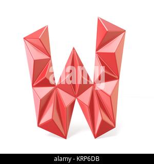 Red modern triangular font letter W. 3D Stock Photo