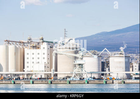 Mountain Fuji and Factory Stock Photo