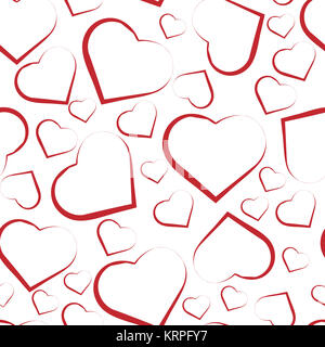 Seamless pattern with white hearts on red Stock Photo