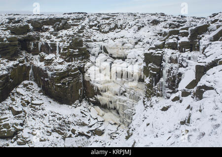 Kinder Downfall in frozen winter conditions Stock Photo