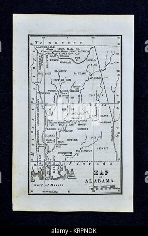 1830 Nathan Hale Map - Alabama - United States Montgomery Birmingham Mobile Stock Photo