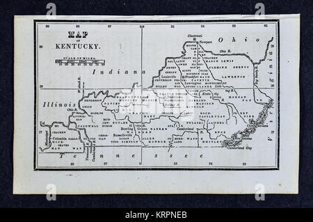 1830 Nathan Hale Map - Kentucky - Louisville Frankfort Lexington - United States Stock Photo