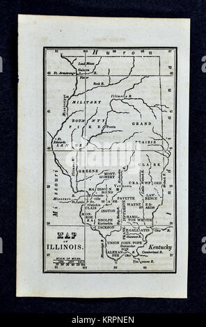 1830 Nathan Hale Map - Illinois - Kaskaskia Cahokia Vandalia St. Louis Edwardsville - United States Stock Photo
