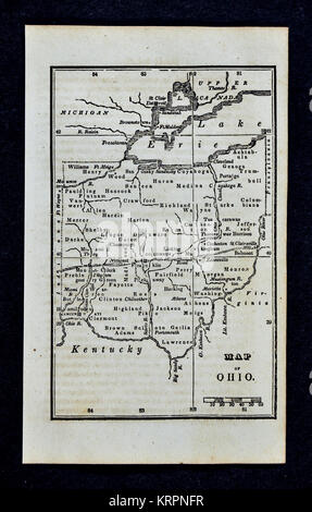 1830 Nathan Hale Map - Ohio - Columbus Cleveland Cincinnati - United States Stock Photo