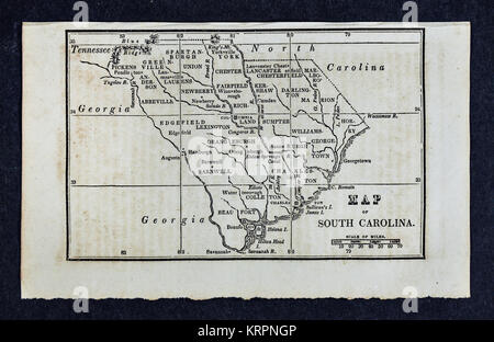 1830 Nathan Hale Map - South Carolina - Charleston Georgetown Hilton Head Columbia - United States Stock Photo