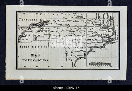 1830 Nathan Hale Map - North Carolina - Raleigh Cape Hatteras Newberne - United States Stock Photo