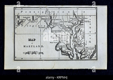 1830 Nathan Hale Map - Maryland & Washington DC Baltimore Chesapeake Bay - United States Stock Photo