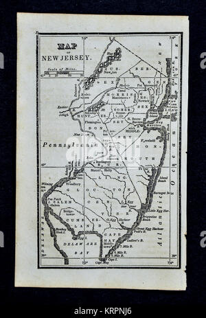 1830 Nathan Hale Map - New Jersey - Trenton Princeton Newark New Brunswick -  United States Stock Photo