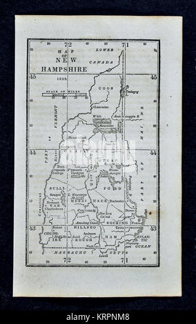 1830 Nathan Hale Map - New Hampshire - Portsmouth Concord Kenne - United States Stock Photo