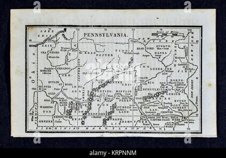 1830 Nathan Hale Map - Pennsylvania - Pittsburgh Philadelphia Erie - United States Stock Photo