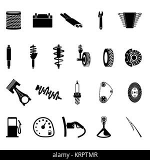 auto parts icon set on gray background Stock Vector