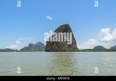 Limestone island with mangrove forest in Phang Nga Bay National Park, Thailand Stock Photo