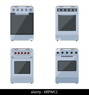 Gas stoves set on a white background Stock Vector